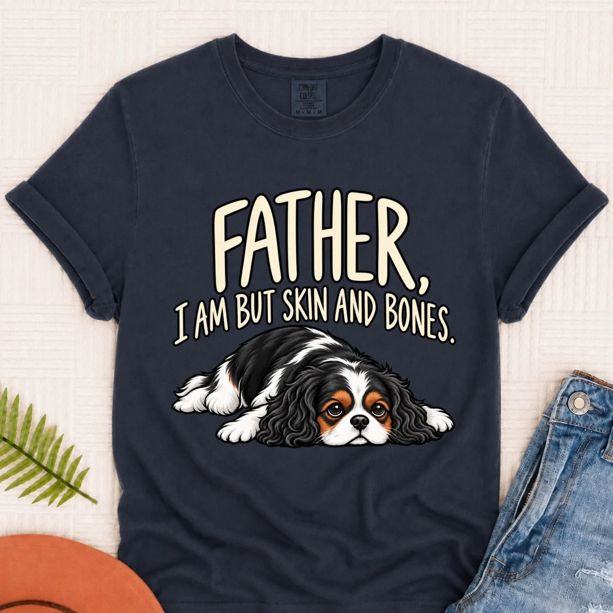 Custom Cavalier Father Skin Bones Unisex Tshirt Navy
