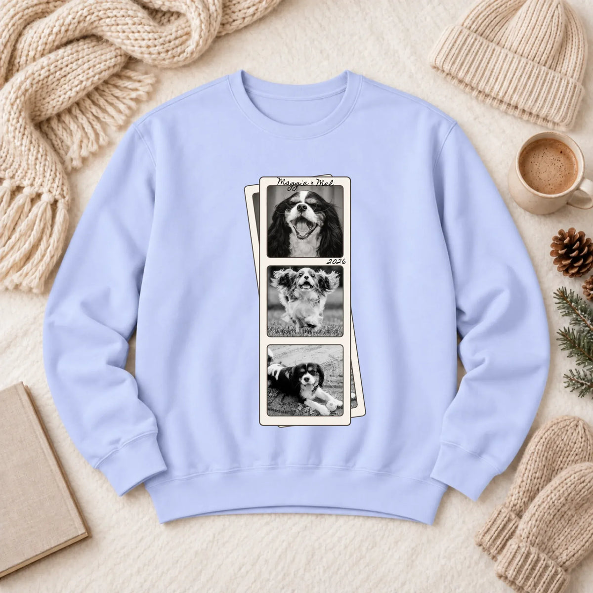 Custom Cavalier Film Strip Unisex Sweatshirt Hydrangea