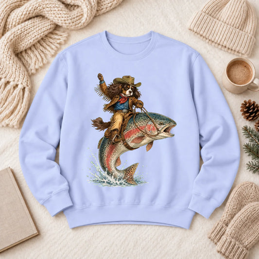 Custom Cavalier Fishing Unisex Sweatshirt Hydrangea