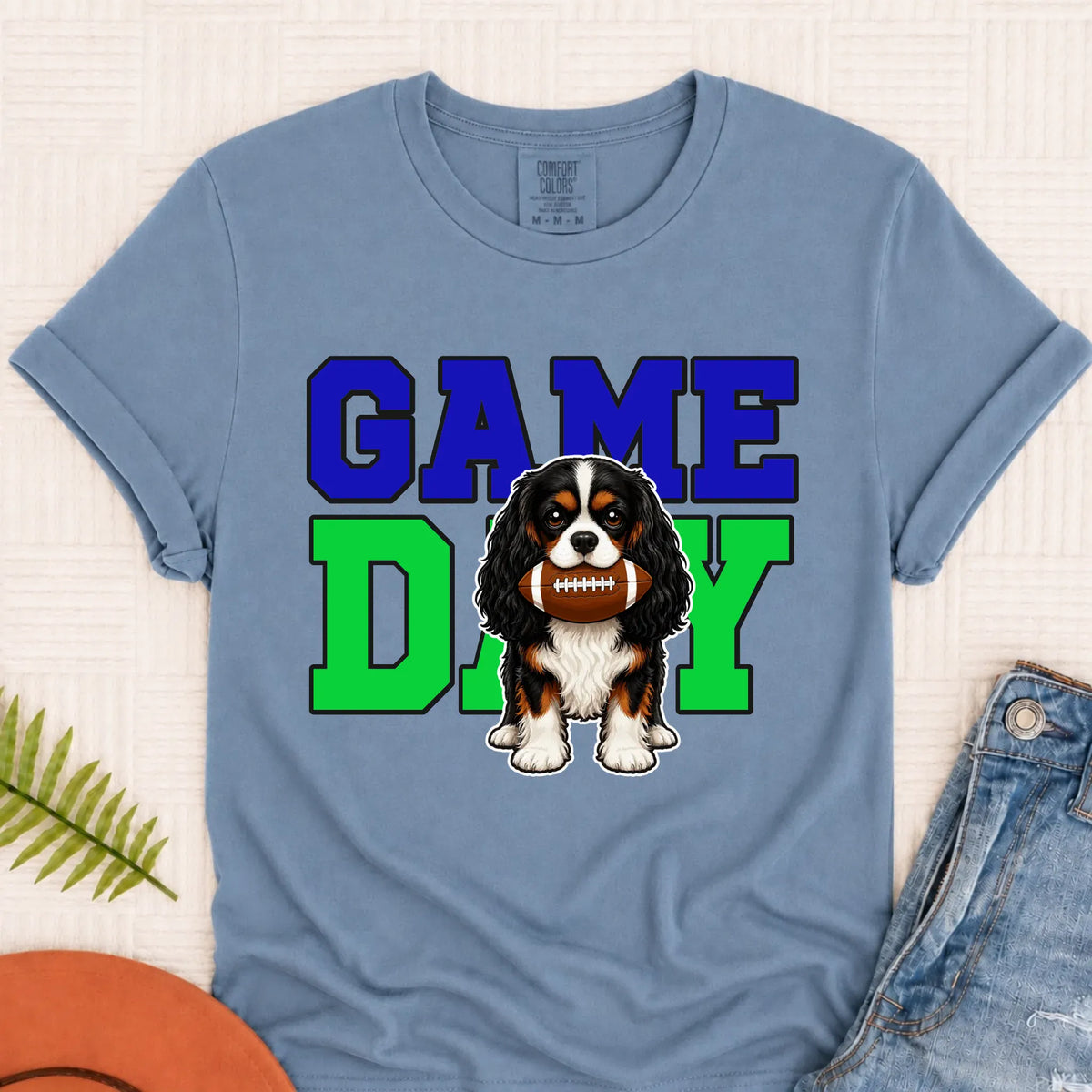 Custom Cavalier Football Game Day Unisex Tshirt Blue Jean