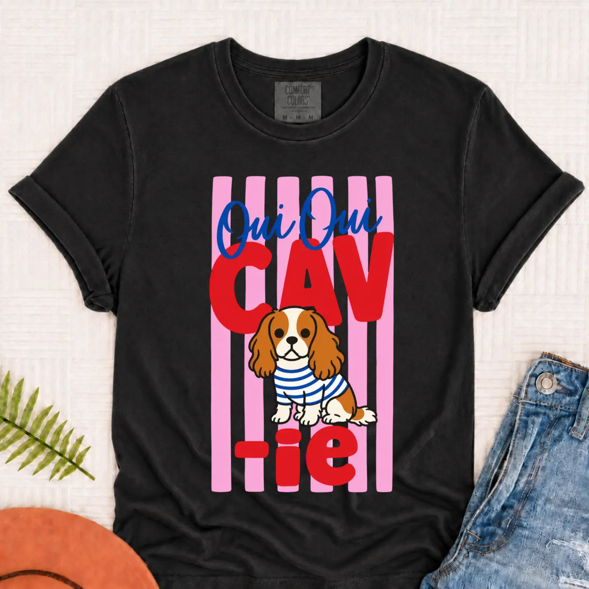Custom Cavalier French Oui Oui Unisex TShirt Graphite