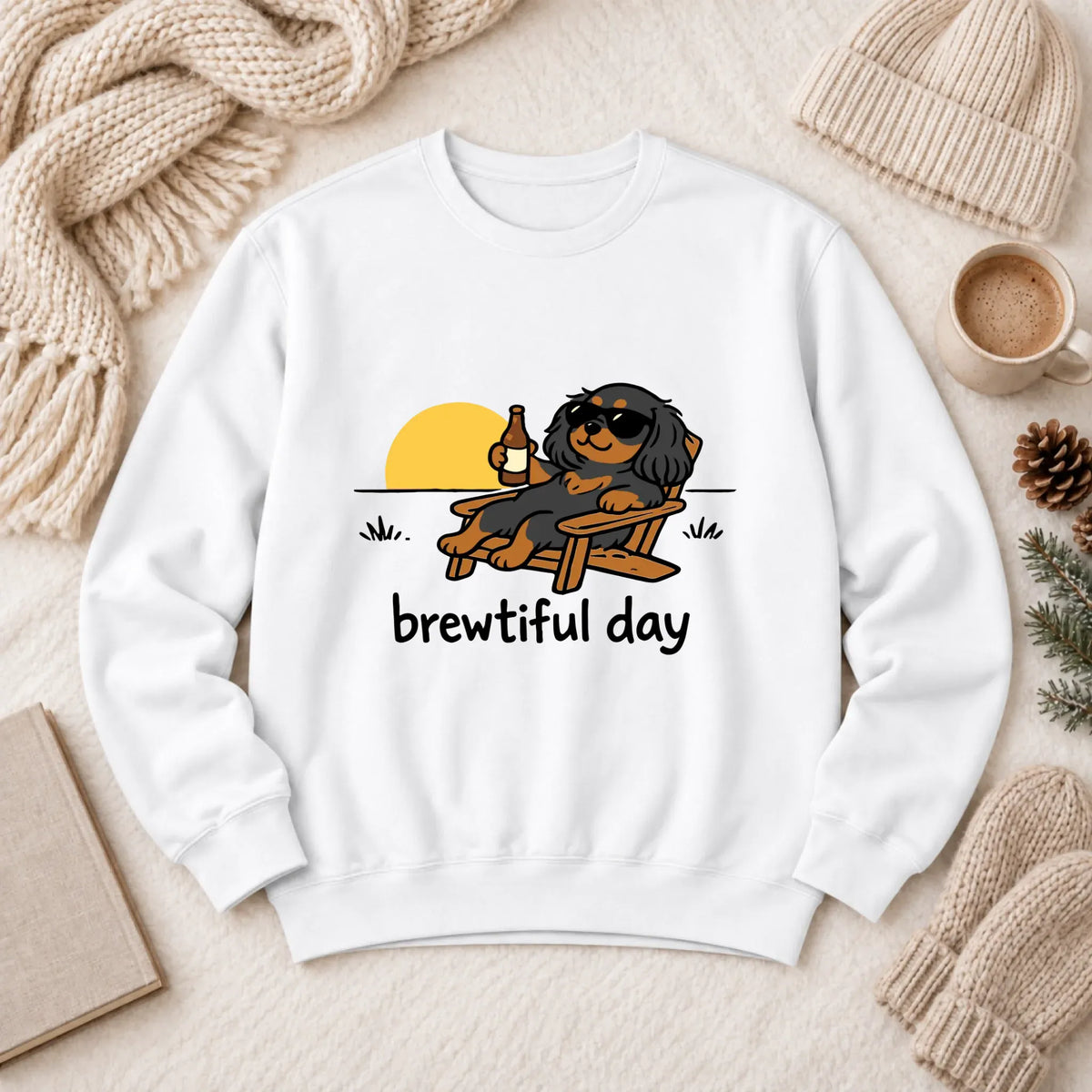 Custom Cavalier Funny Beer Unisex Sweatshirt White