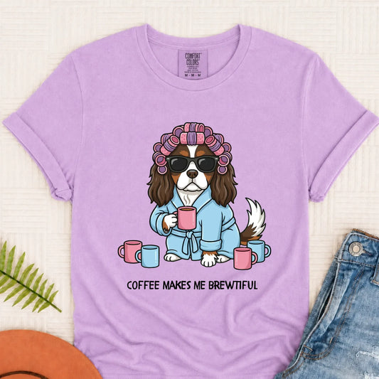 Custom Cavalier Funny Coffee Unisex TShirt Orchid