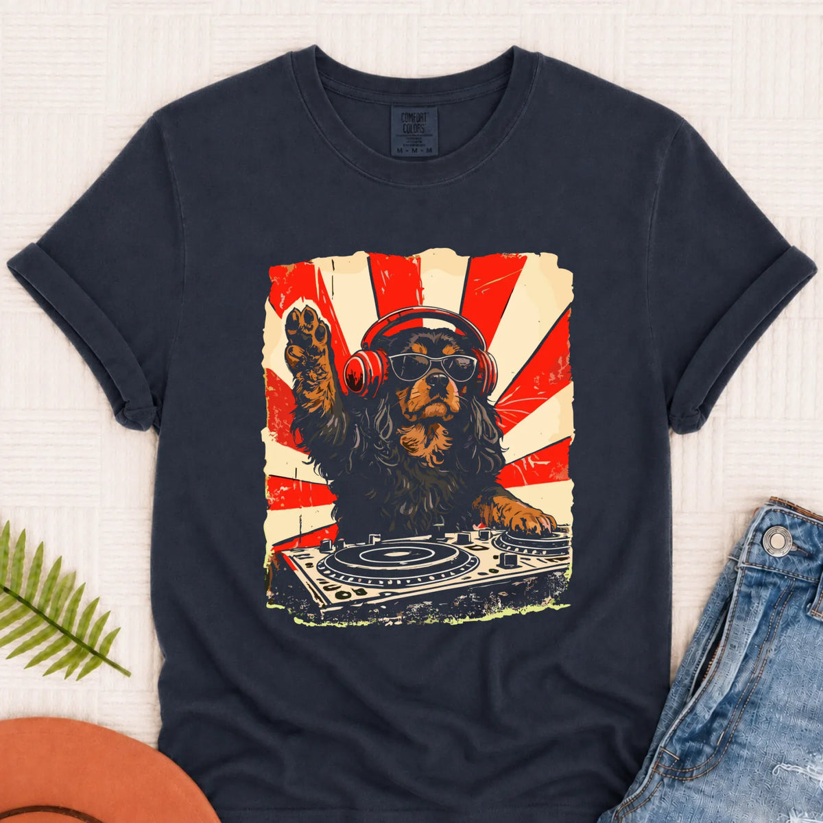Custom Cavalier Funny Music DJ Unisex TShirt Navy
