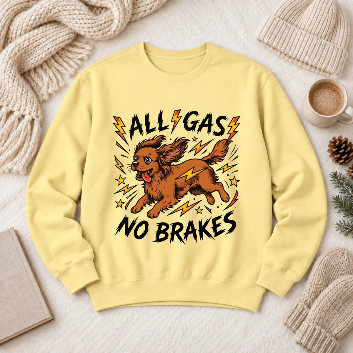 Custom Cavalier Funny Zoomies Unisex Sweatshirt 1466 LW Sweatshirt Light Butter