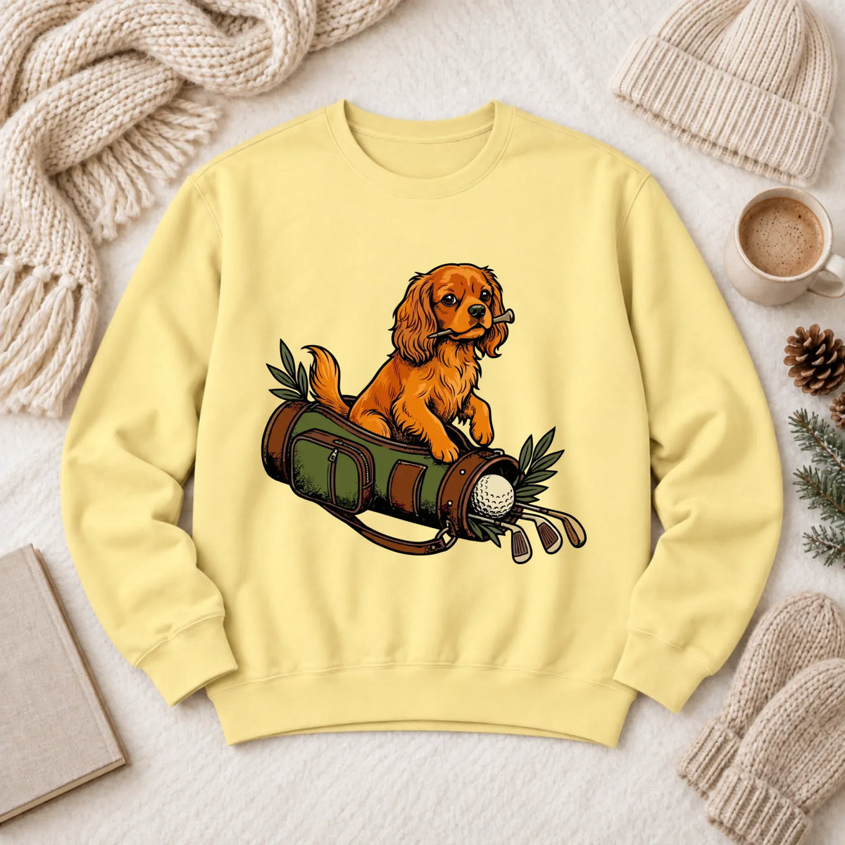 Custom Cavalier Golf Bag Golfer Unisex Sweatshirt Butter