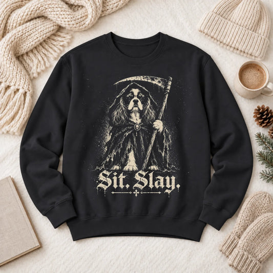 Custom Cavalier Grim Reaper Halloween Unisex Sweatshirt Black