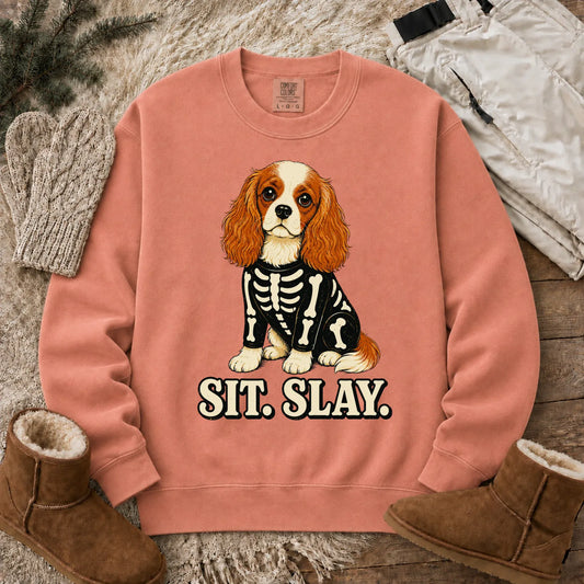 Custom Cavalier Halloween Skeleton Unisex Sweatshirt Terracotta