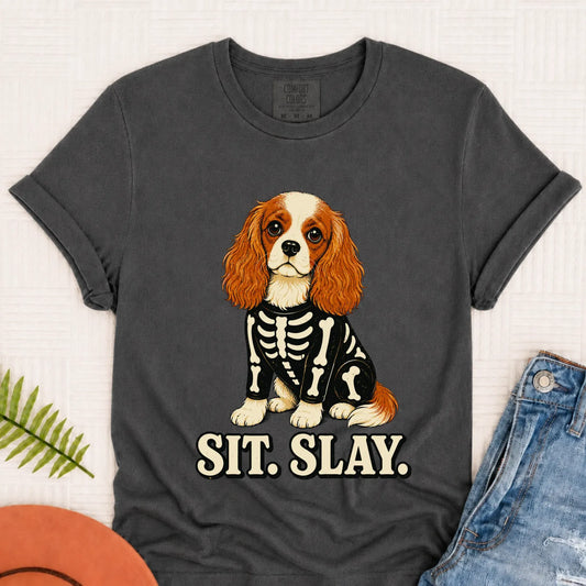 Custom Cavalier Halloween Skeleton Unisex TShirt Pepper