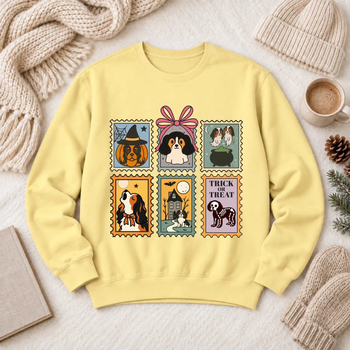 Custom Cavalier Halloween Stamps Unisex Sweatshirt Butter