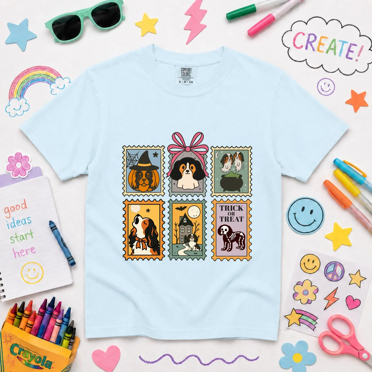 Youth Tshirt Chambray / XS Custom Cavalier Halloween Stamps Unisex YOUTH TShirt