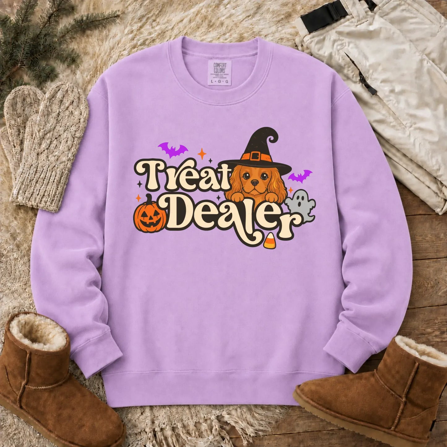 Custom Cavalier Halloween Treat Dealer Unisex Sweatshirt Orchid