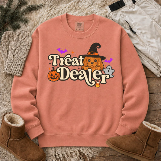 Custom Cavalier Halloween Treat Dealer Unisex Sweatshirt Terracotta