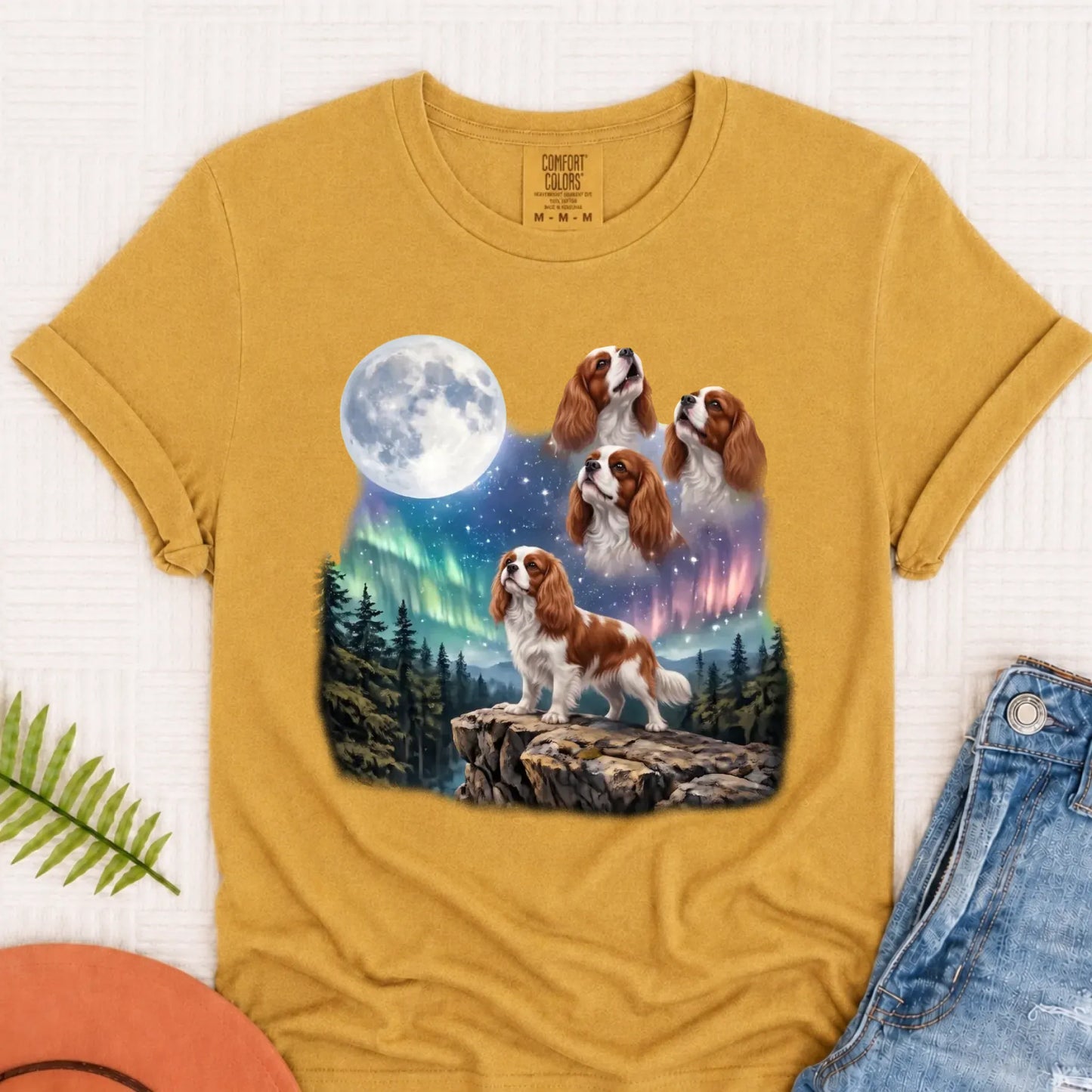 Custom Cavalier Howling Galaxy Unisex TShirt Mustard