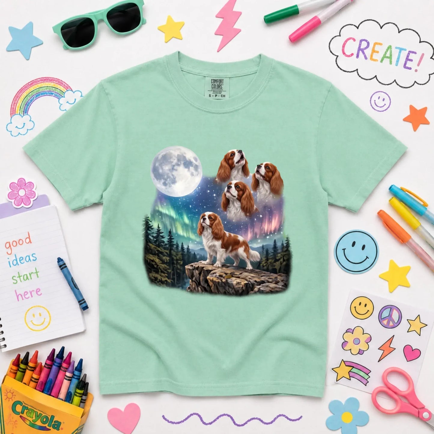 Custom Cavalier Howling Galaxy Unisex YOUTH TShirt Island Reef