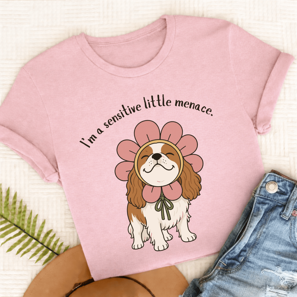 T-Shirt Blossom / S Custom Cavalier King Charles Little Menace Unisex TShirt