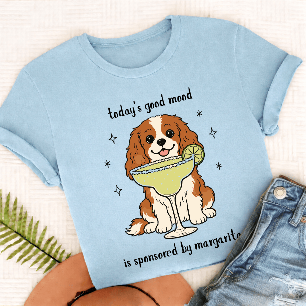 Custom Cavalier King Charles Margaritas Unisex TShirt Comfort Colors Chambray