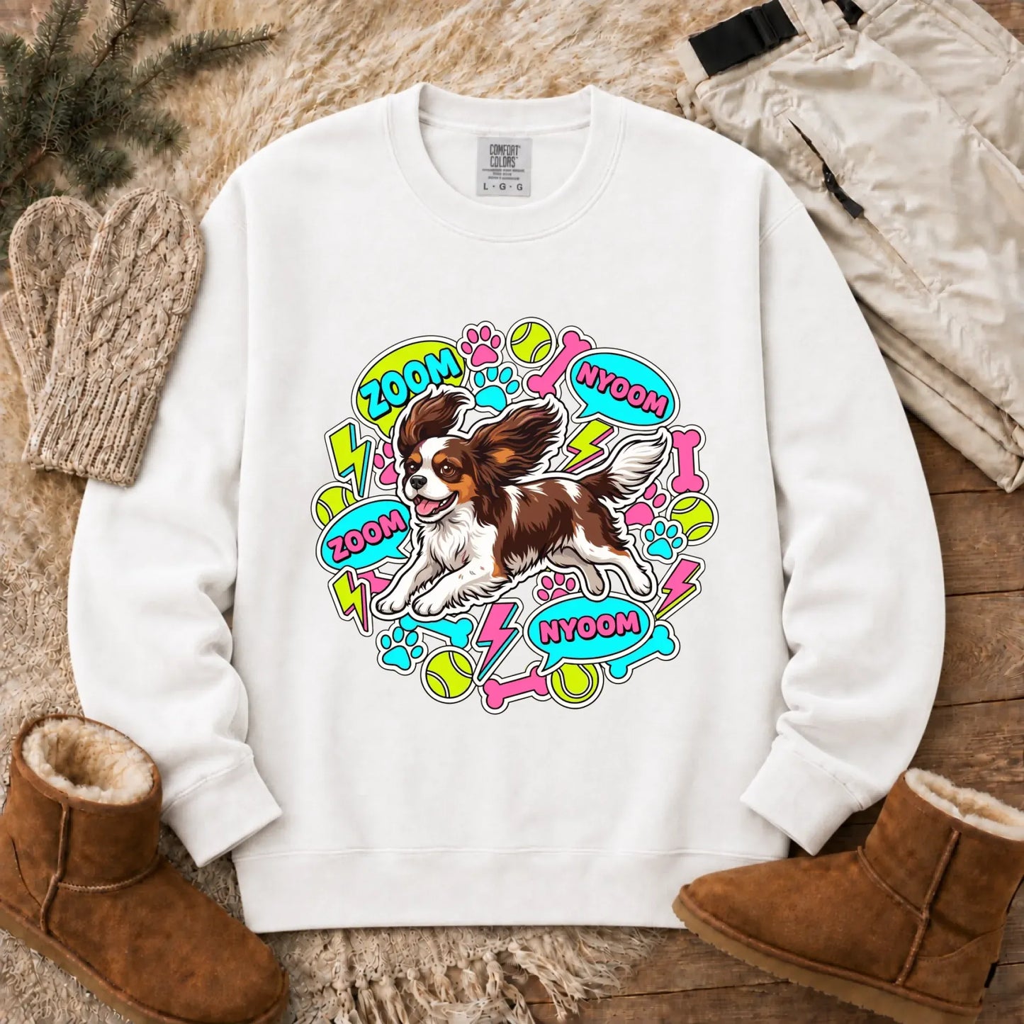 Sweatshirt White / S Custom Cavalier Neon Zoomies Unisex Sweatshirt