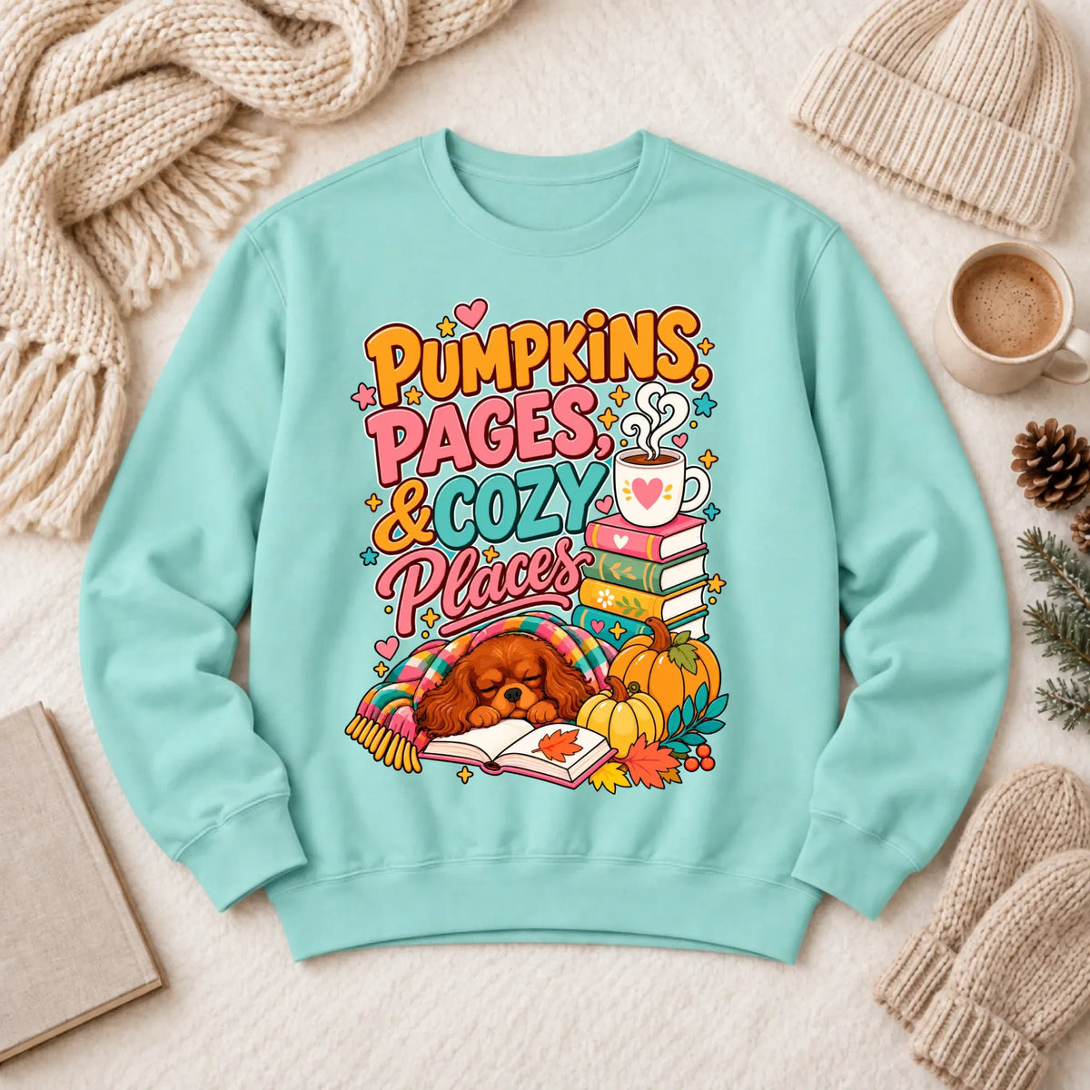 Custom Cavalier Pumpkins Books Unisex Sweatshirt Chalky Mint