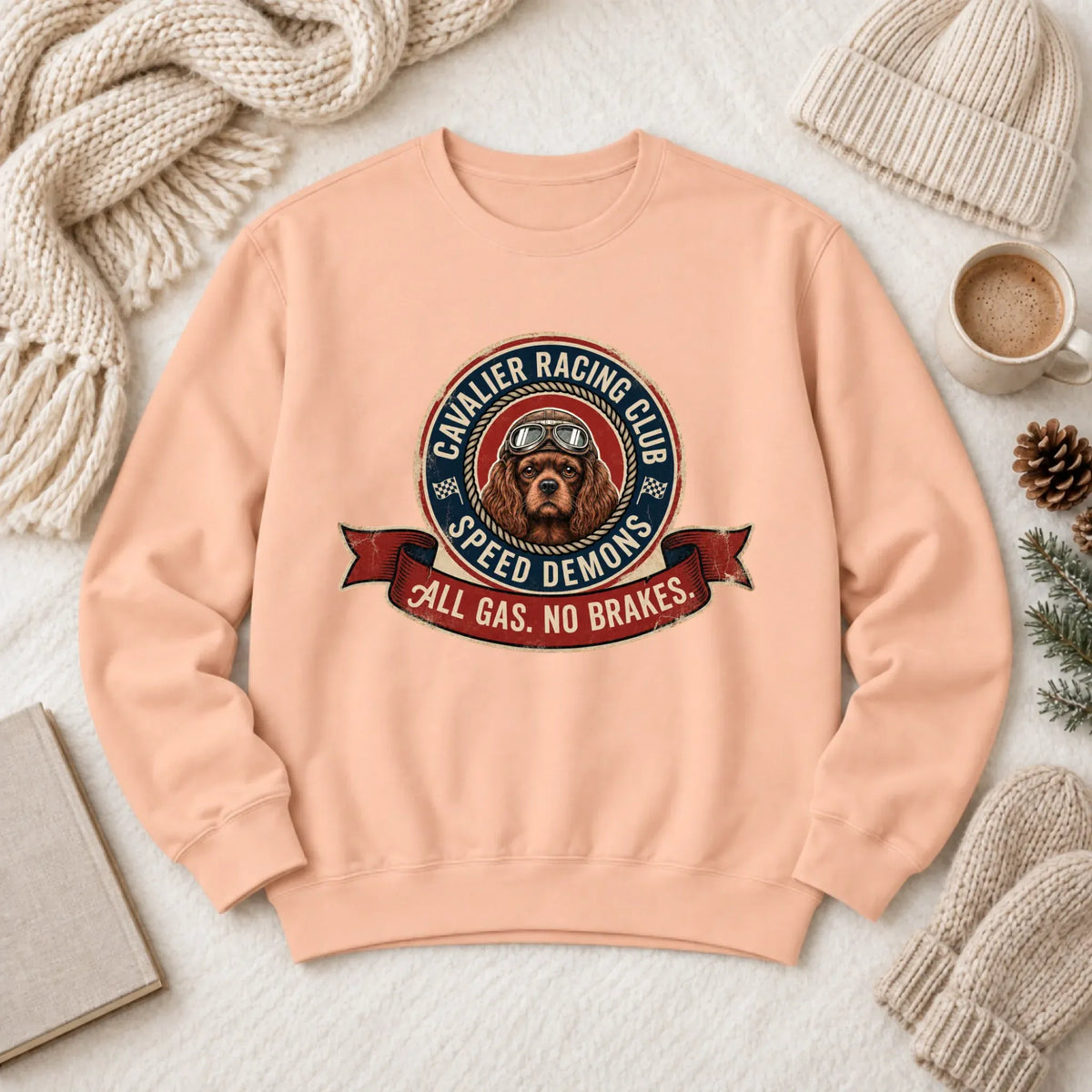 Custom Cavalier Racing Race Car Unisex Sweatshirt Peachy