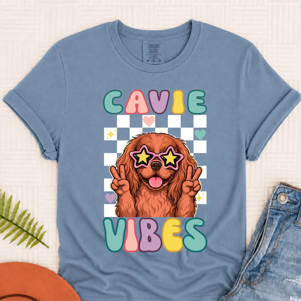Custom Cavalier Retro Vibes Unisex TShirt Blue Jean