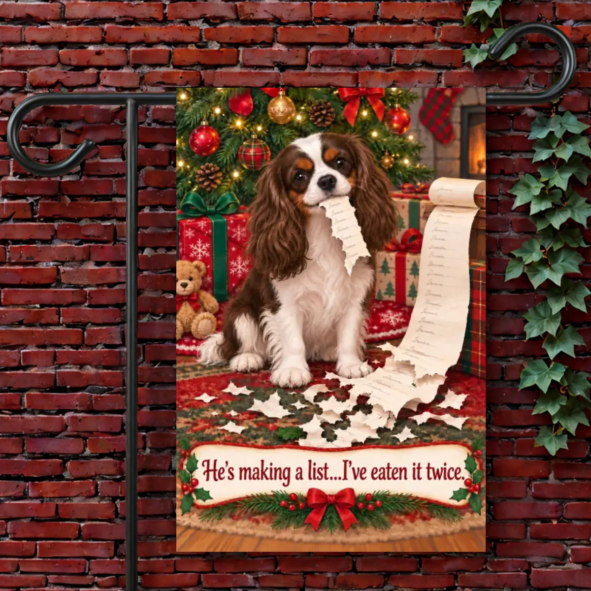 Custom Cavalier Santa Clause Funny Christmas Flag 12'' × 18''