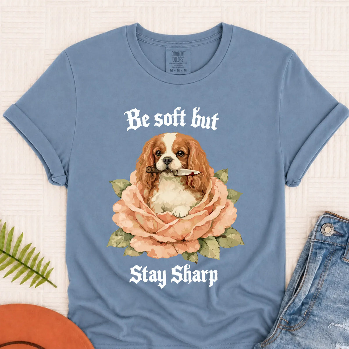 Custom Cavalier Stay Sharp Snarky Unisex TShirt Blue Jean