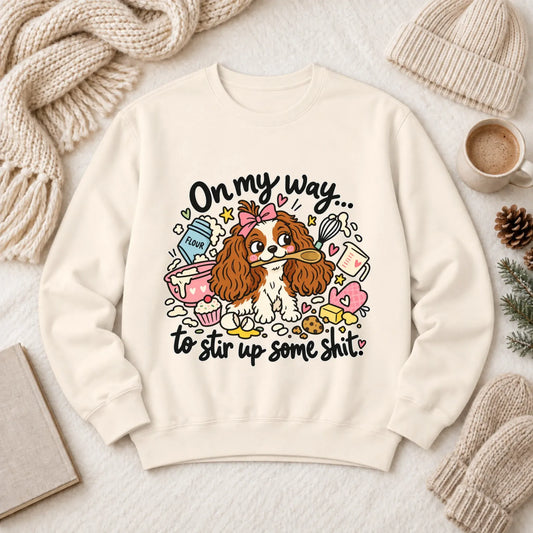 Custom Cavalier Stir Up Stuff Unisex Sweatshirt Ivory