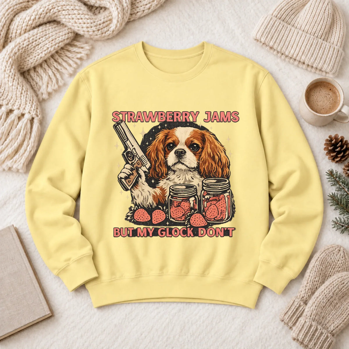 Custom Cavalier Strawberry Jams Unisex Sweatshirt Butter