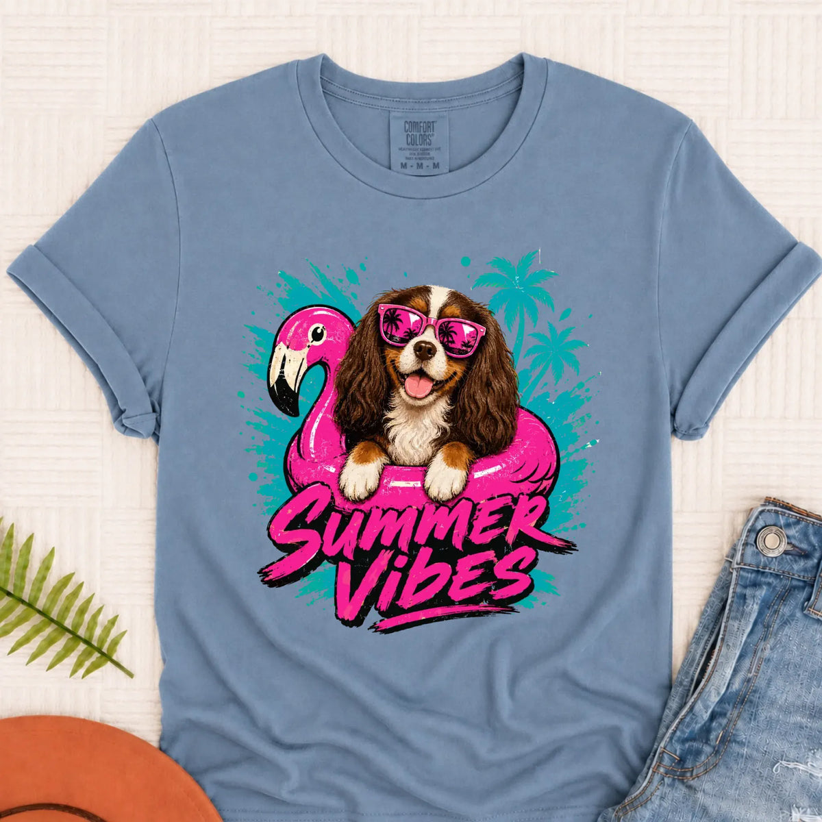 Custom Cavalier Summer Vibes Unisex Tshirt Blue Jean