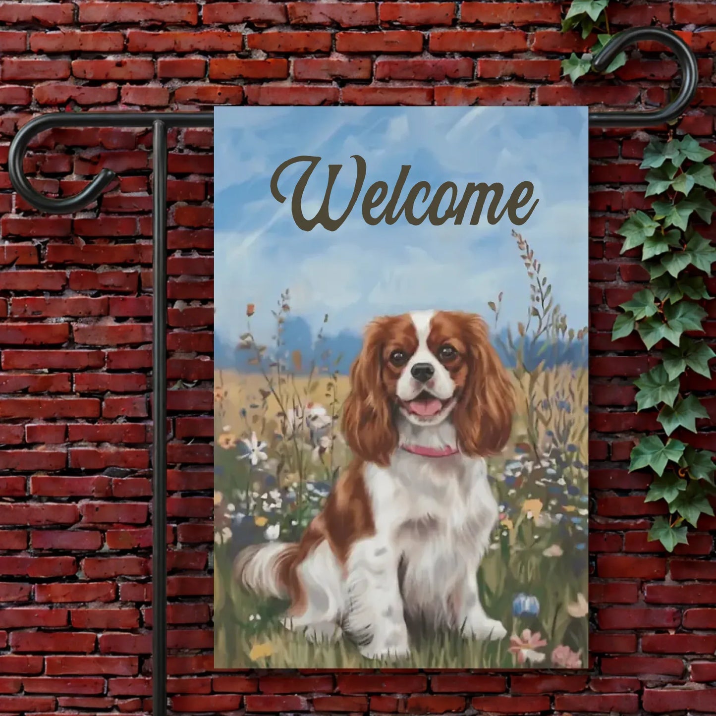 Garden Flag 12'' × 18'' Custom Cavalier Welcome Floral Garden Flag