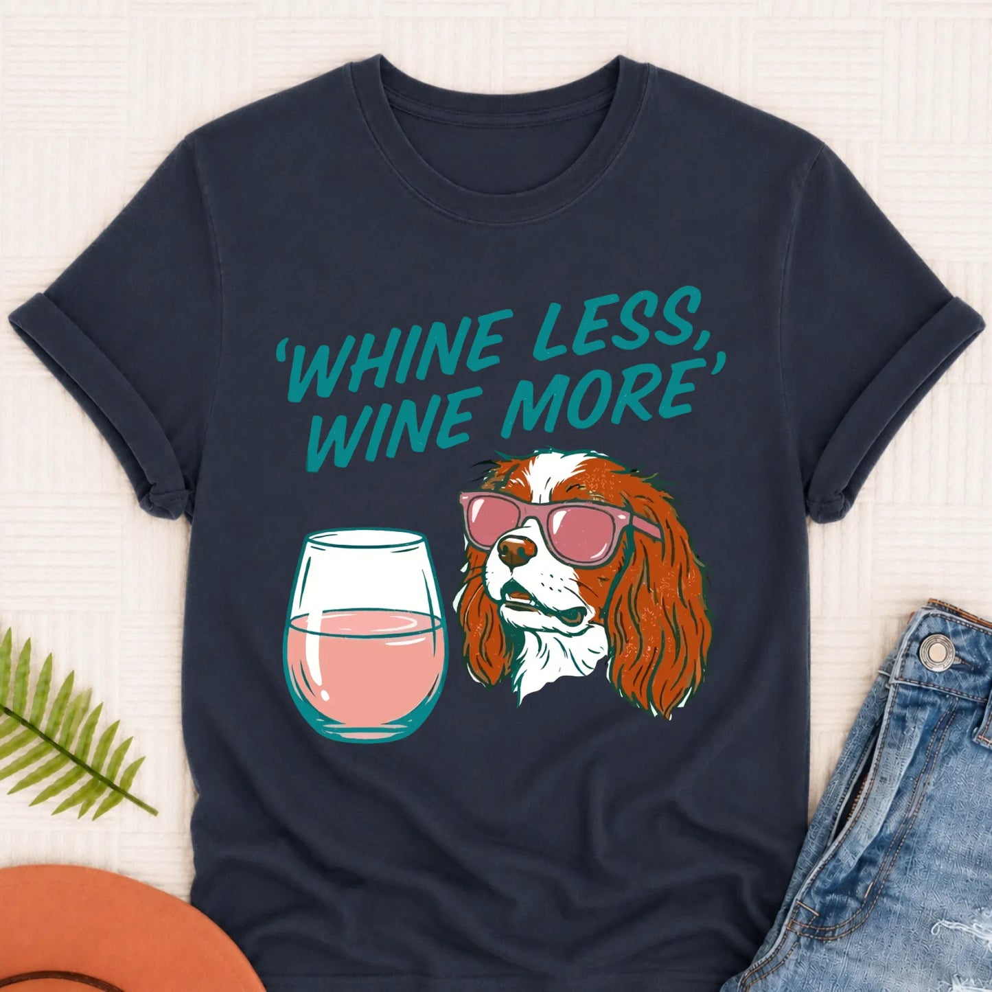 Custom Cavalier Wine More Drinking Unisex Tshirt Navy