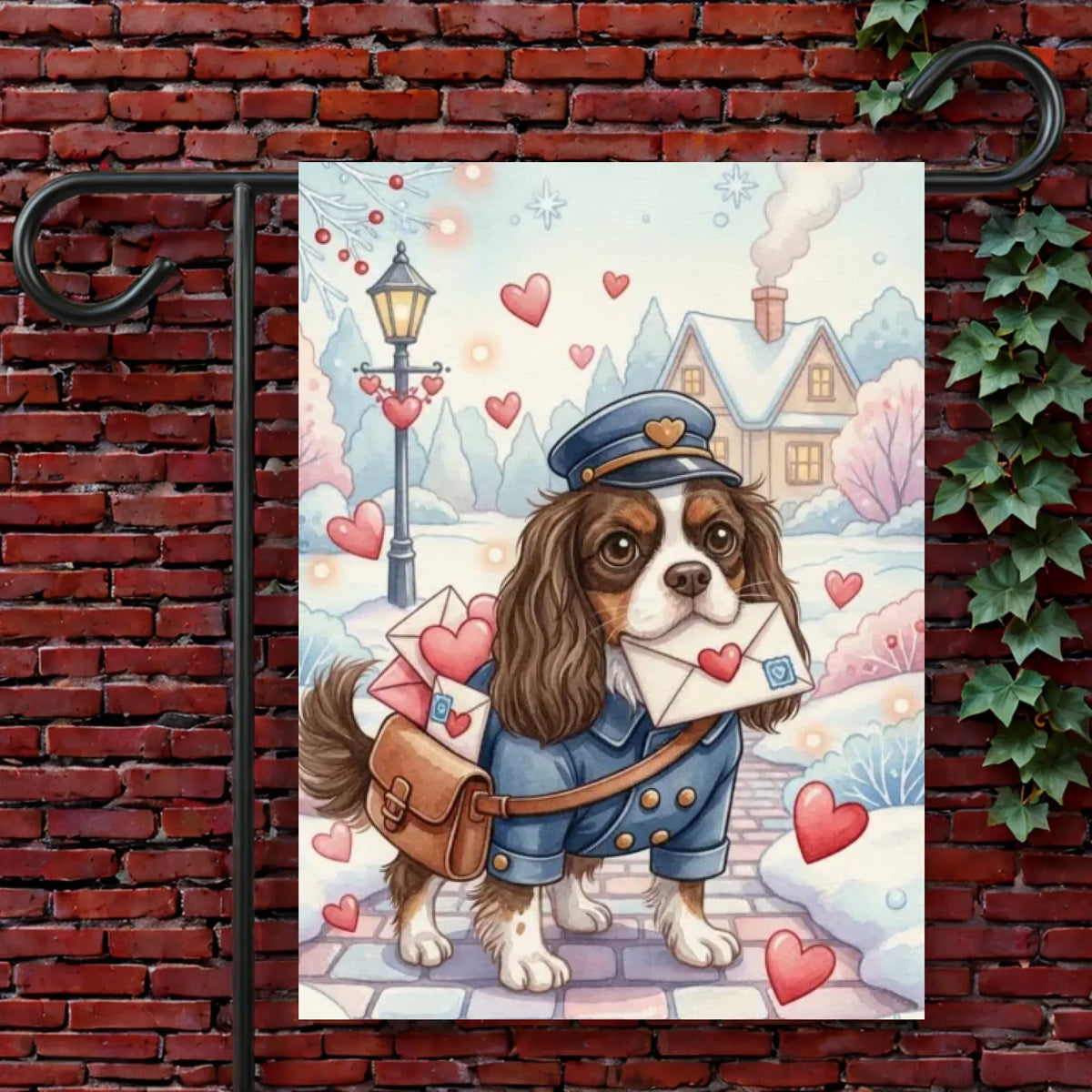 Custom Cavalier Winter Postman Garden Flag 12'' × 18''