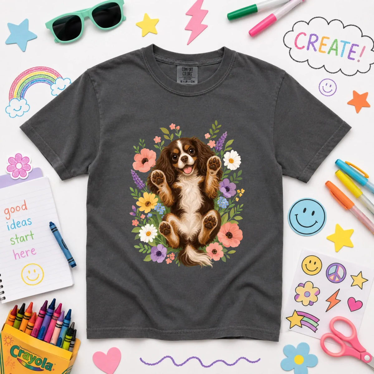 Custom Cavalier YOUTH Belly Rubs Garden Unisext Tshirt NEW Youth Midweight Tee Pepper