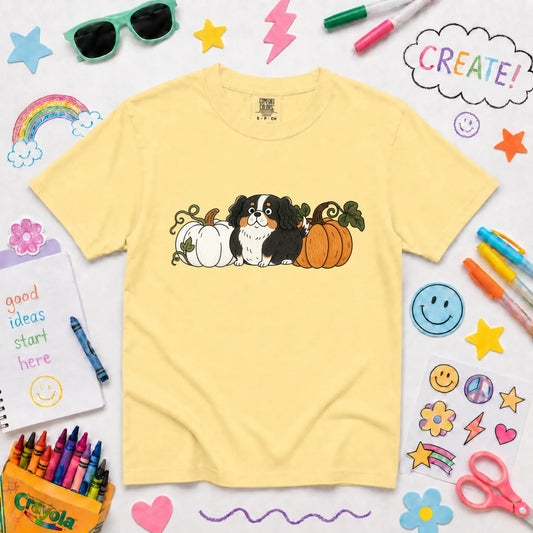 Custom Cavalier YOUTH Pumpkin Pupkin Unisex Tshirt Butter