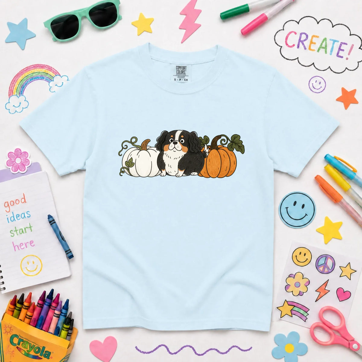 Custom Cavalier YOUTH Pumpkin Pupkin Unisex Tshirt NEW Youth Midweight Tee Chambray