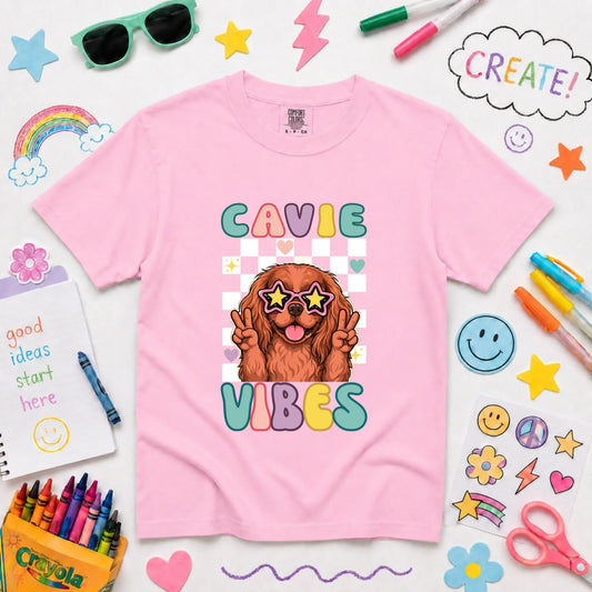 Custom Cavalier YOUTH Retro Vibes Unisex TShirt Blossom