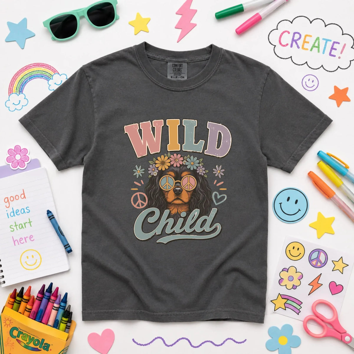 Custom Cavalier YOUTH Wild Child Hippie Unisex TShirt NEW Youth Midweight Tee Pepper