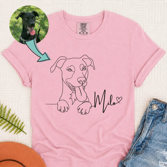 Custom Dog and Name Minimalist Unisex Tshirt Blossom