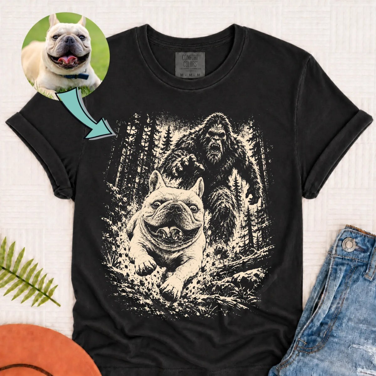 T-Shirt Graphite / S Custom Dog Bigfoot Funny Run Away Unisex TShirt