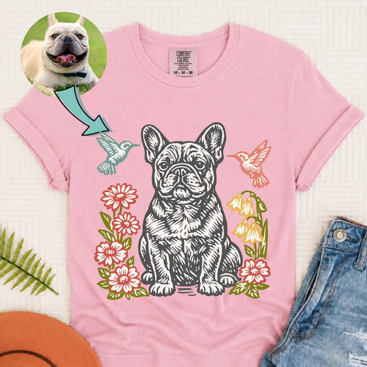 Custom Dog Hummingbirds Garden Unisex Tshirt Blossom