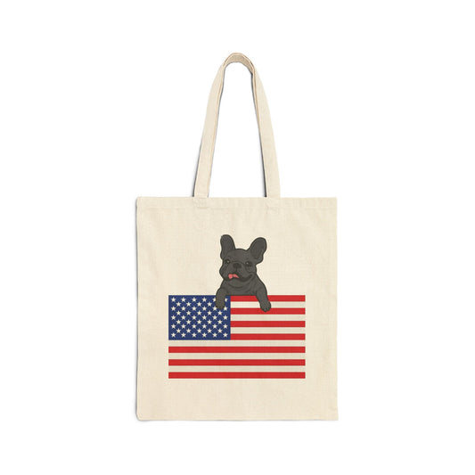 Custom Flag Black Frenchie USA Tote Bag