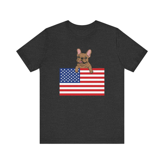 Custom Flag Fawn Frenchie USA TShirt