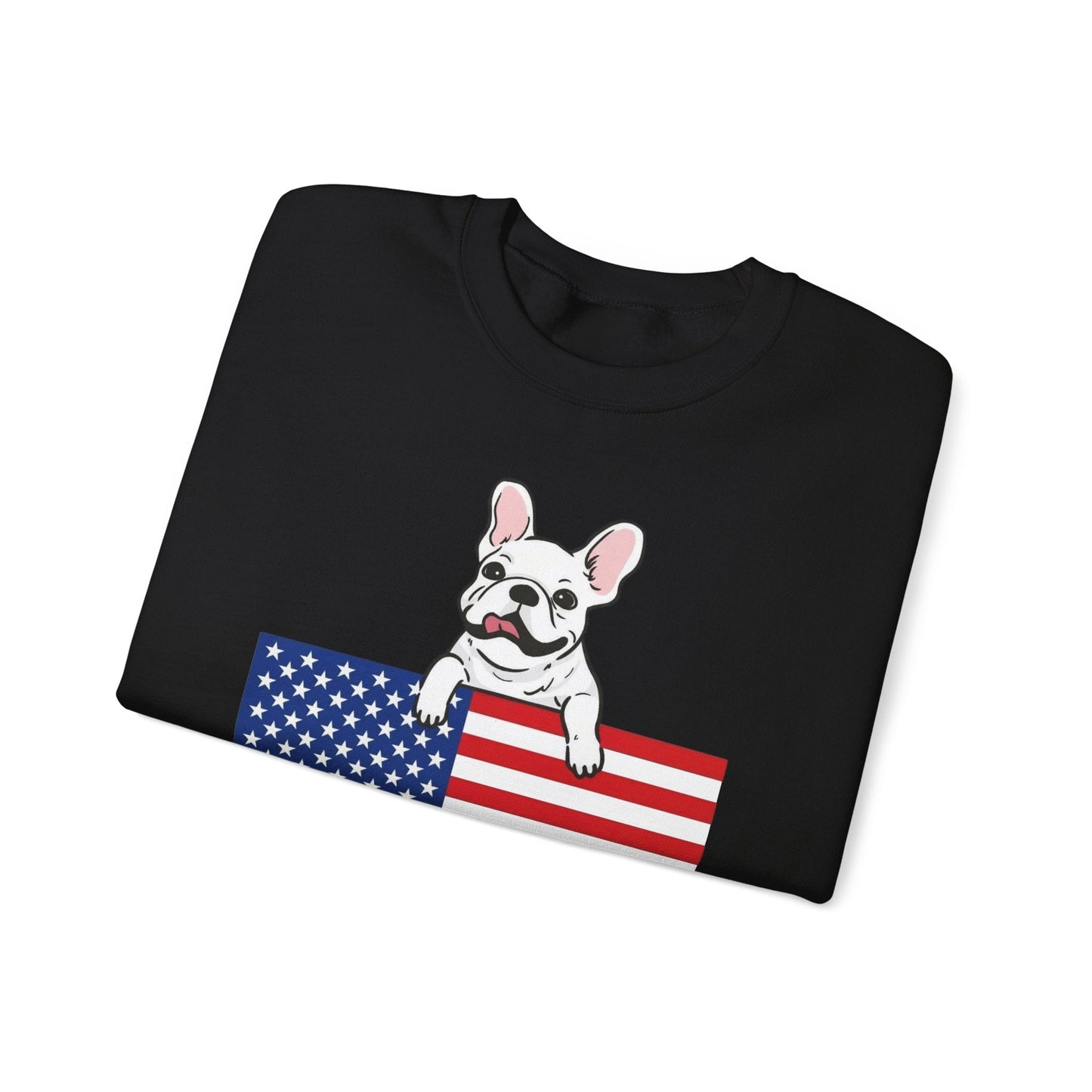 Custom Flag White French Bulldog USA Sweatshirt