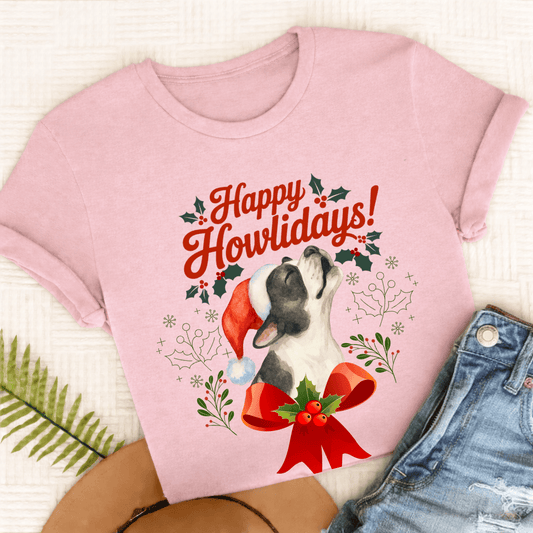 Custom French Bulldog Howlidays Unisex TShirt Blossom