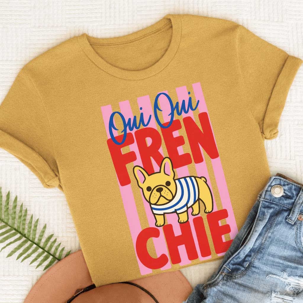 Custom French Bulldog Oui Oui Unisex TShirt Comfort Colors Msutard