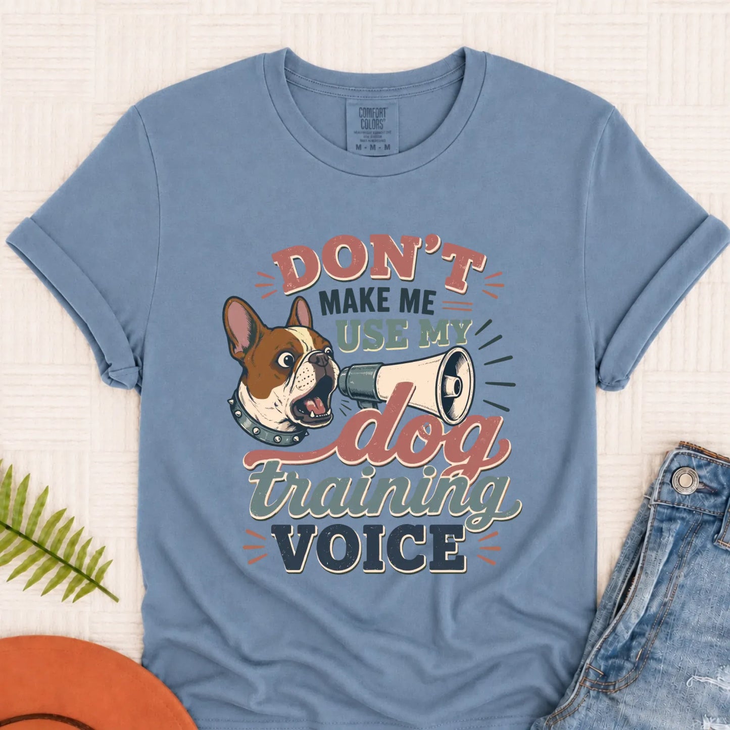 Custom French Bulldog Training Voice Unisex TShirt Blue Jean