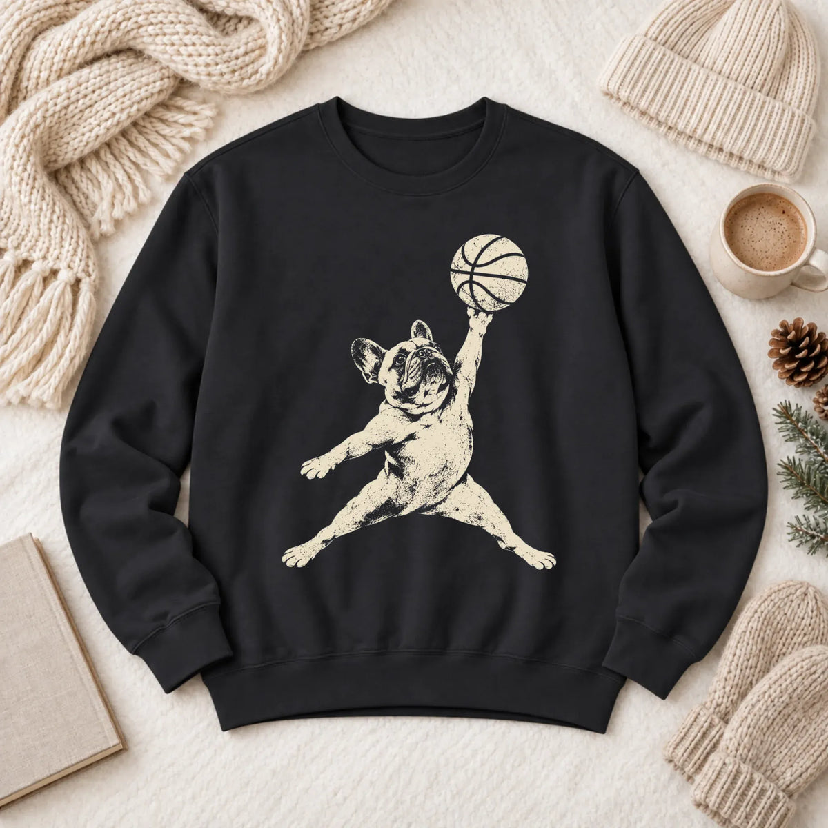 Sweatshirt Black / S Custom Frenchie Basketball Slam Dunk Unisex Sweatshirt