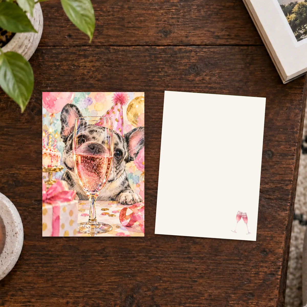 Custom Frenchie Birthday Art Print Greeting Card