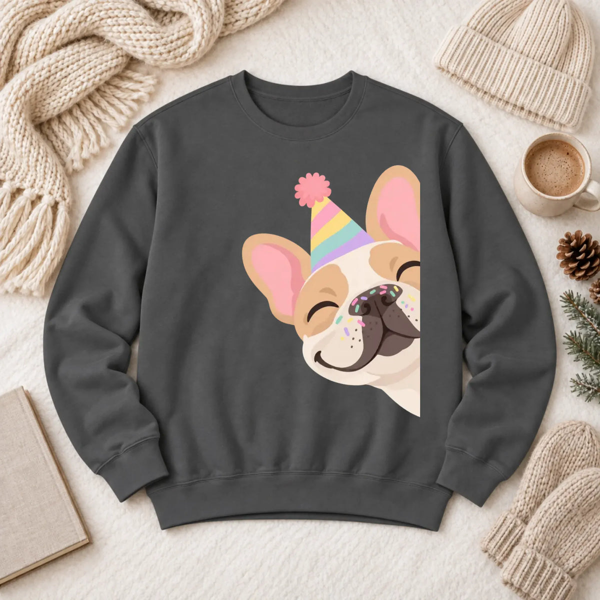 Custom Frenchie Birthday Party Unisex Sweatshirt Pepper